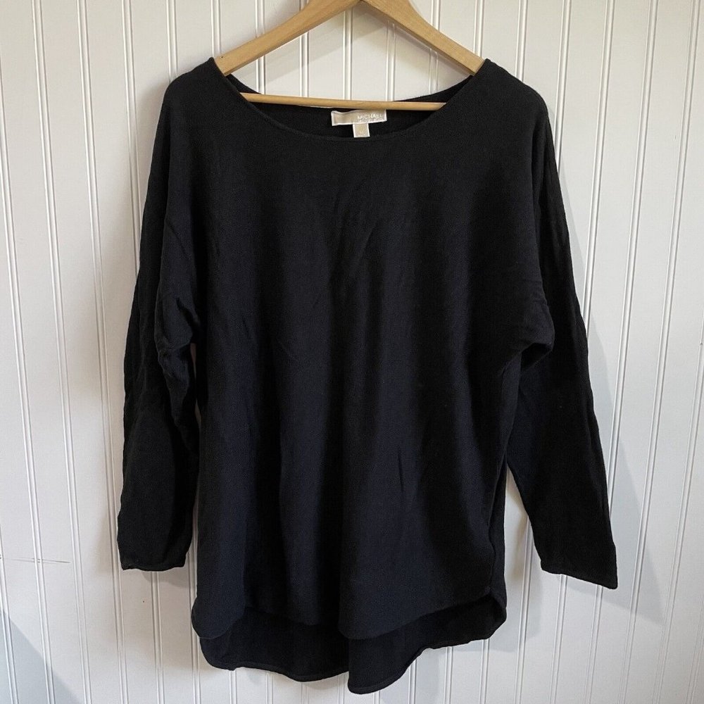 Michael Michael Kors Sweater Womens 1X Black Long Sleeve Boat Neck Shirt Top - Picture 1 of 13